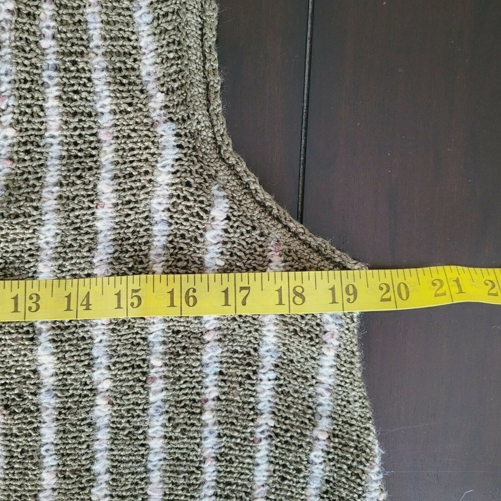 Cottage Core Pullover Knit Vest Tunic Striped BOHO One Size Sm-Lg Olive Green - Picture 8 of 10